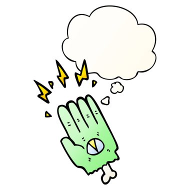 ürkütücü halloween zombi el ve pürüzsüz gradie kabarcık düşünce