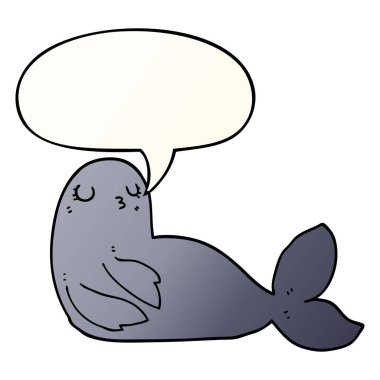 düzgün degrade tarzında karikatür mühür ve konuşma balonu