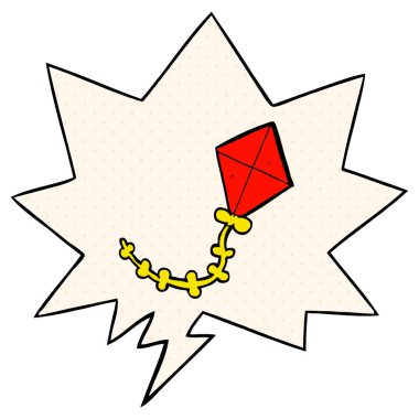 çizgi film tarzında karikatür uçurtma ve konuşma balonu