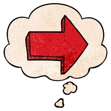 karikatür işaret ok ve grunge doku patt düşünce balonu