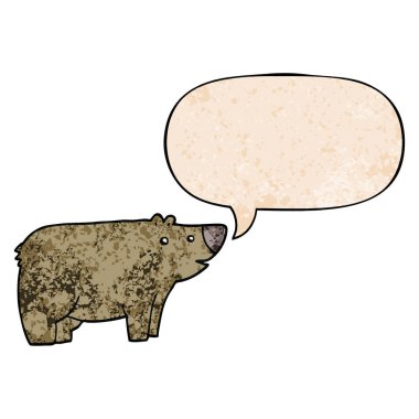 retro doku tarzında karikatür ayı ve konuşma balonu