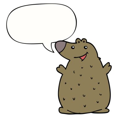 karikatür mutlu ayı ve konuşma balonu