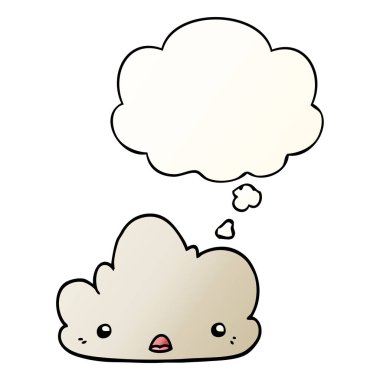sevimli karikatür bulut ve pürüzsüz degrade tarzında düşünce balonu