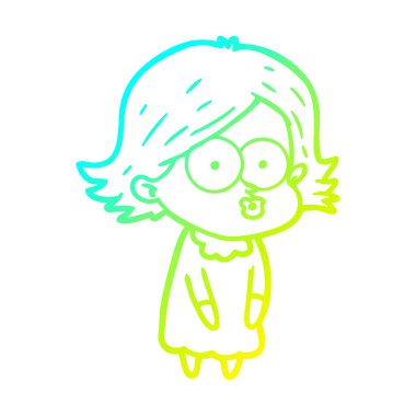 soğuk degrade çizgi çizim karikatür kız somurtma