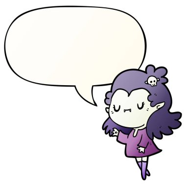 sevimli karikatür vampir kız ve konuşma balonu pürüzsüz degrade s