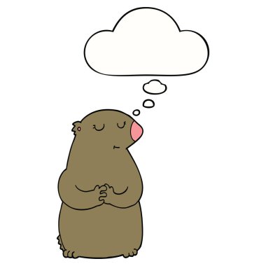 sevimli karikatür ayı ve düşünce balonu