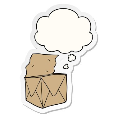 karikatür paketi ve basılı bir etiket olarak düşünce balonu