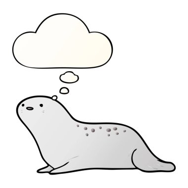 çizgi film mühür ve pürüzsüz degrade tarzında düşünce balonu