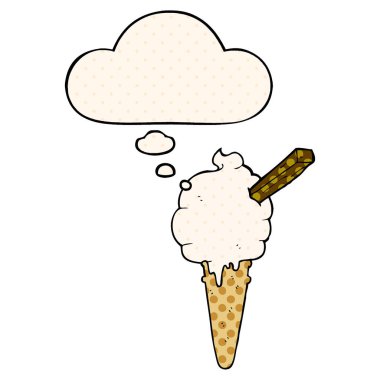 çizgi film dondurma ve çizgi roman tarzında düşünce balonu