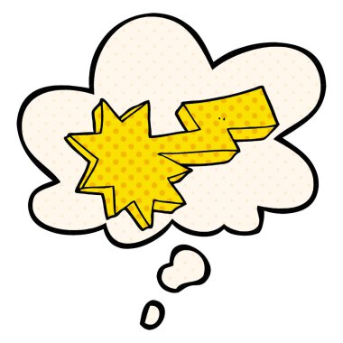 çizgi film yıldırım grev ve çizgi roman tarzında kabarcık düşünce