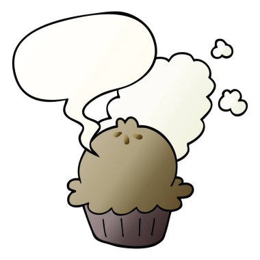 pürüzsüz degrade tarzında sevimli karikatür pasta ve konuşma balonu