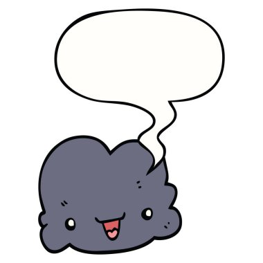 karikatür küçük mutlu bulut ve konuşma balonu