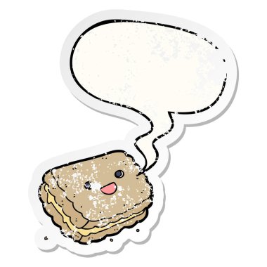 karikatür bisküvi ve konuşma balonu sıkıntılı etiket