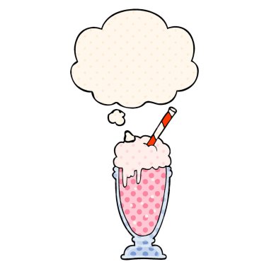 çizgi film milkshake ve çizgi roman tarzında düşünce balonu