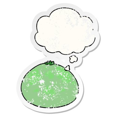 karikatür kabak ve sıkıntılı yıpranmış etiket olarak kabarcık düşünce