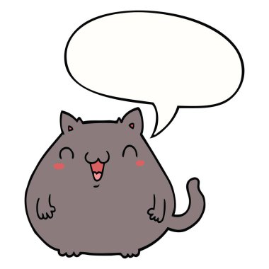 karikatür kedi ve konuşma balonu