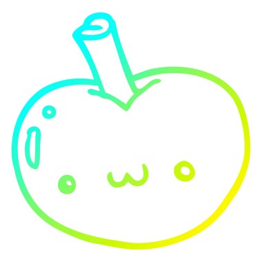 soğuk degrade çizgi çizim karikatür elma