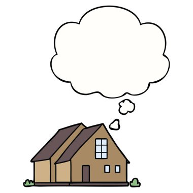 karikatür evi ve düşünce balonu