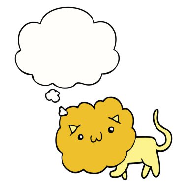 karikatür aslan ve düşünce balonu