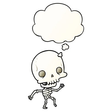 çizgi film iskeleti ve pürüzsüz degrade tarzında düşünce balonu