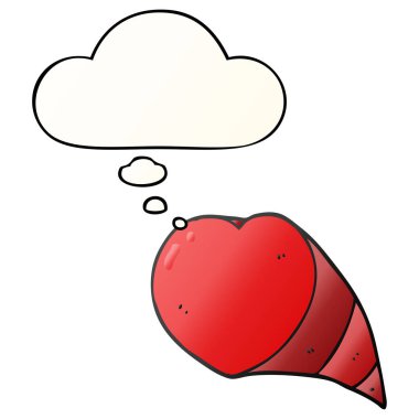 çizgi film aşk kalp sembolü ve pürüzsüz degrade düşünce balonu 