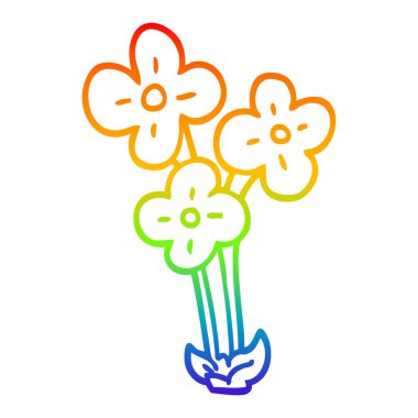 gökkuşağı degrade çizgi çizim çiçek karikatür demet