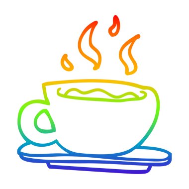 gökkuşağı degrade çizgi çizim çay karikatür fincan