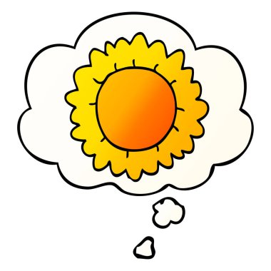 çizgi film çiçek ve pürüzsüz degrade tarzında düşünce balonu