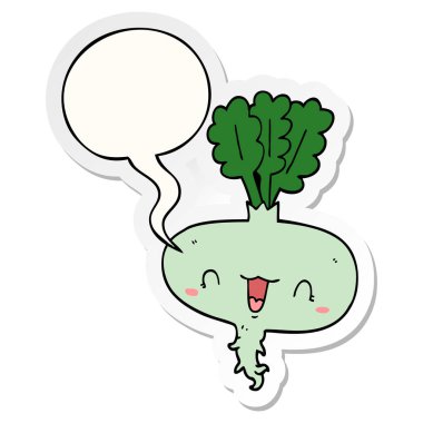 karikatür şalgam ve konuşma balonu etiket