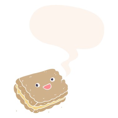 retro tarzıkarikatür bisküvi ve konuşma balonu