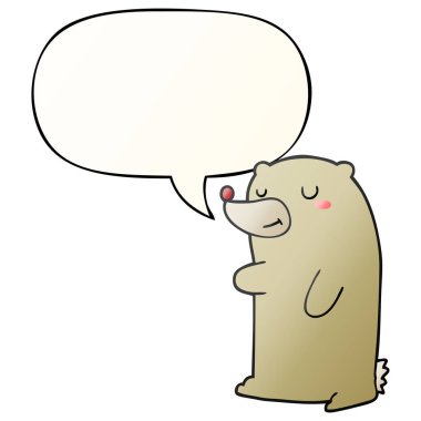 pürüzsüz degrade tarzında sevimli karikatür ayı ve konuşma balonu