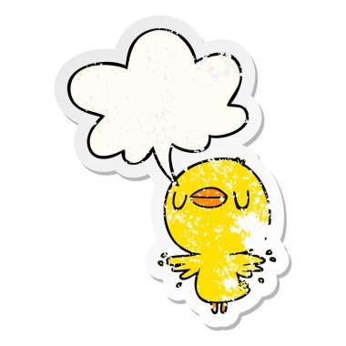 sevimli karikatür civciv kanatçırpma ve konuşma balonu sıkıntılı s