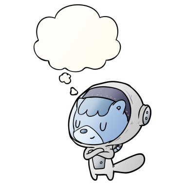 çizgi film astronot hayvan ve pürüzsüz degrade s kabarcık düşünce