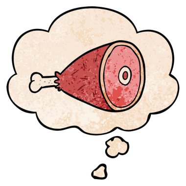 karikatür pişmiş et ve grunge doku desen düşünce balonu