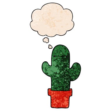 karikatür kaktüs ve grunge doku desen stil düşünce kabarcık
