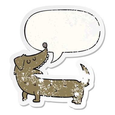 karikatür köpek ve konuşma balonu sıkıntılı etiket