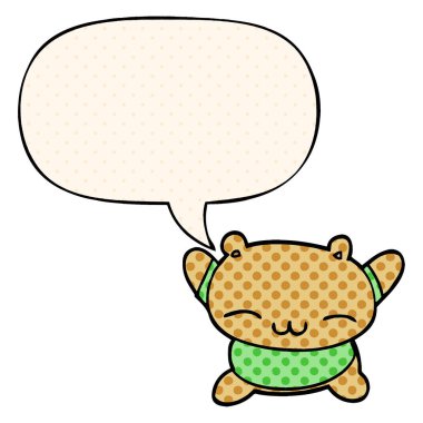 çizgi roman tarzında çizgi film atlama ayı ve konuşma balonu