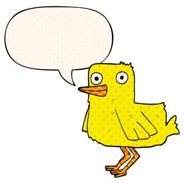 çizgi roman tarzında karikatür ördek ve konuşma balonu