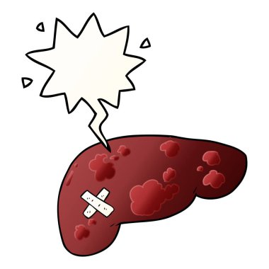 düzgün degrade sty karikatür sağlıksız karaciğer ve konuşma balonu