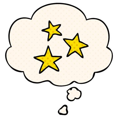 çizgi film yıldızı sembolleri ve çizgi roman tarzında düşünce balonu