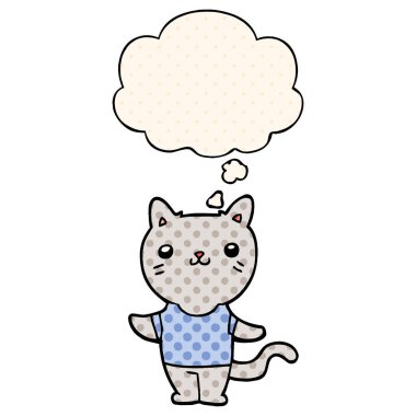 çizgi film kedi ve çizgi roman tarzında düşünce balonu