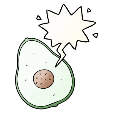 karikatür avokado ve konuşma balonu pürüzsüz degrade tarzında