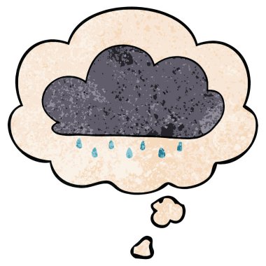 karikatür yağmur bulutu ve grunge doku desen düşünce balonu 