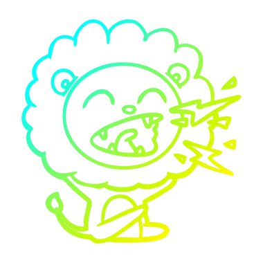 soğuk degrade çizgi çizim karikatür kükreyen aslan