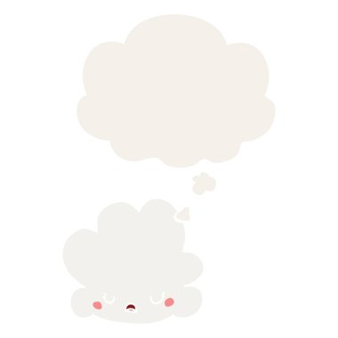 retro tarzında sevimli karikatür bulut ve düşünce balonu