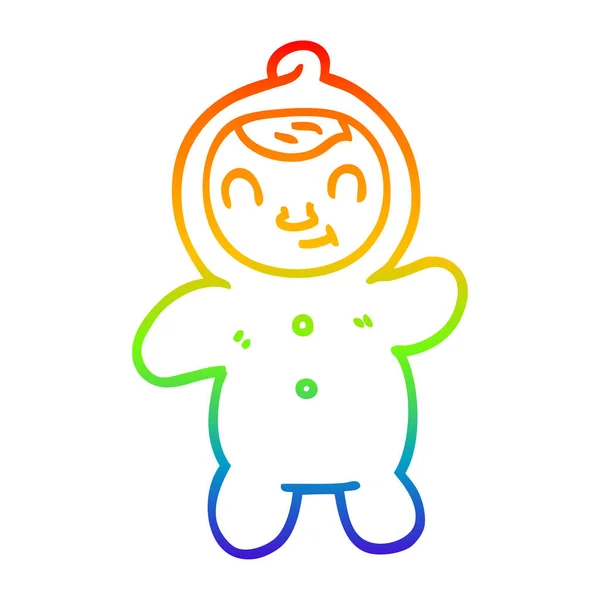Rainbow gradient linje ritning tecknad Human baby — Stock vektor