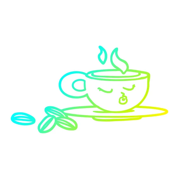 Frío gradiente línea dibujo dibujos animados espresso taza — Vector de stock