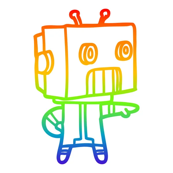 Arco iris gradiente línea dibujo dibujos animados robot — Vector de stock