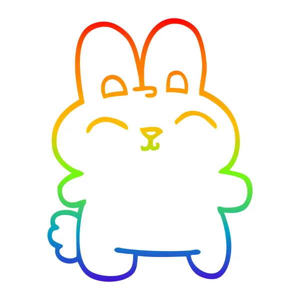 Linea gradiente arcobaleno disegno cartone animato grigio coniglio — Vettoriale Stock