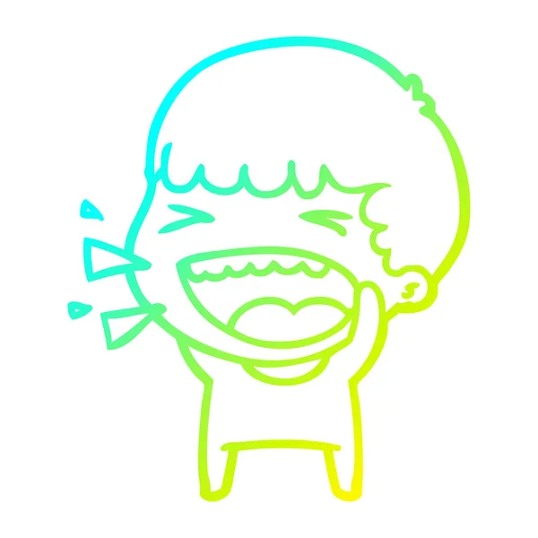 Froid gradient ligne dessin dessin animé rire homme — Image vectorielle